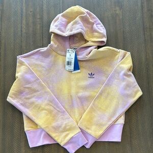 Adidas purple and Yellow Cropped Hoodie Sweatshirt